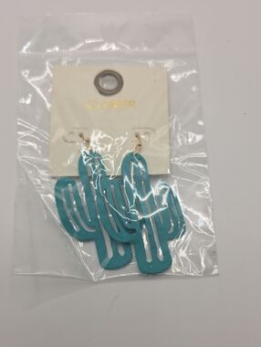 Clover Teal Cactus Drop Earrings - Women Jewelry